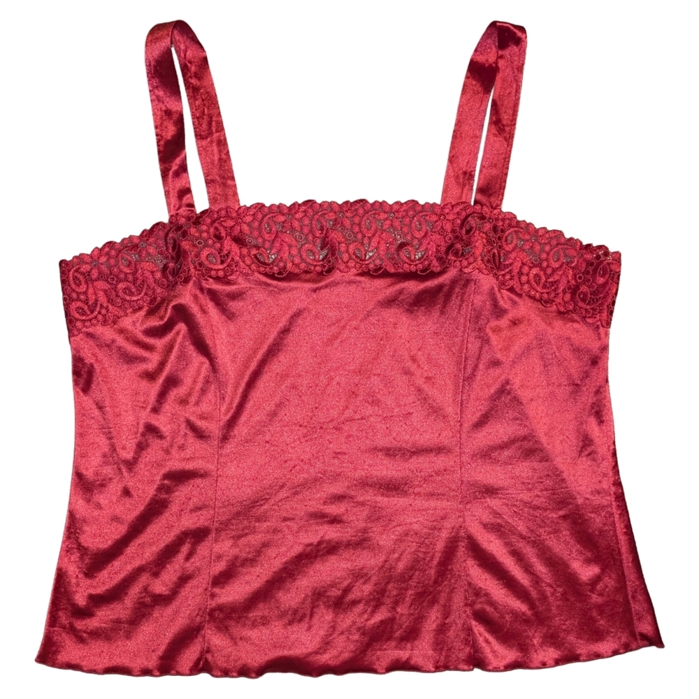 Vintage Plus Size Satin Lace-Trimmed Lingerie Tank